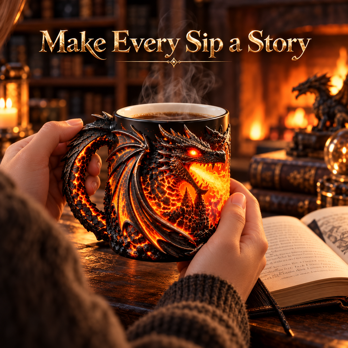 🐉✨  Dragonfire 3D Heat-Reveal Magic Mug | Add a Hot Drink. Awaken the Dragon.🔥