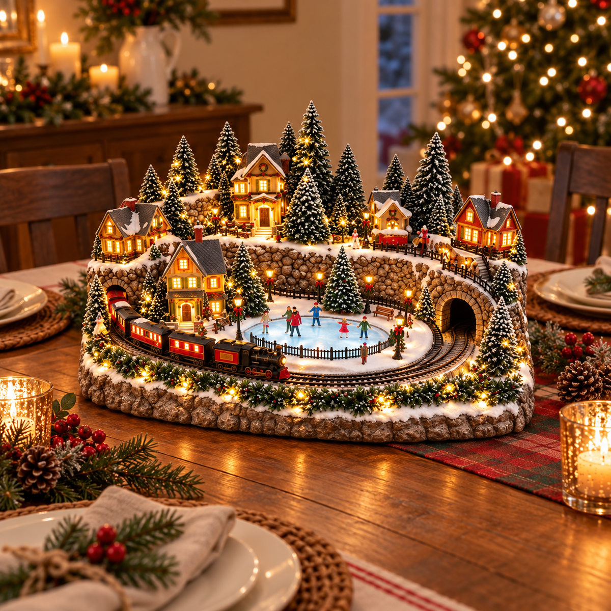 🔥 LAST DAY 49% OFF 🔥 Animated Holiday Train & Ice Rink Scene 🚂✨