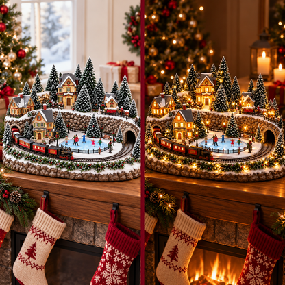 🔥 LAST DAY 49% OFF 🔥 Animated Holiday Train & Ice Rink Scene 🚂✨