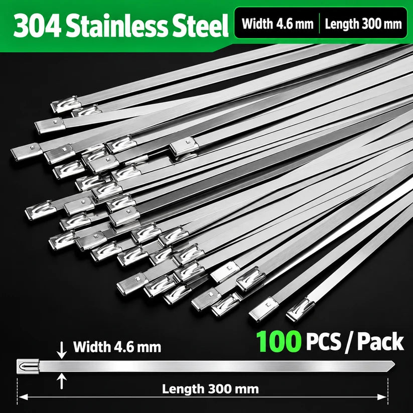 🔧 Stainless Steel Cable Tie Tool Kit – Includes 110 Self-Locking 304 Steel Ties