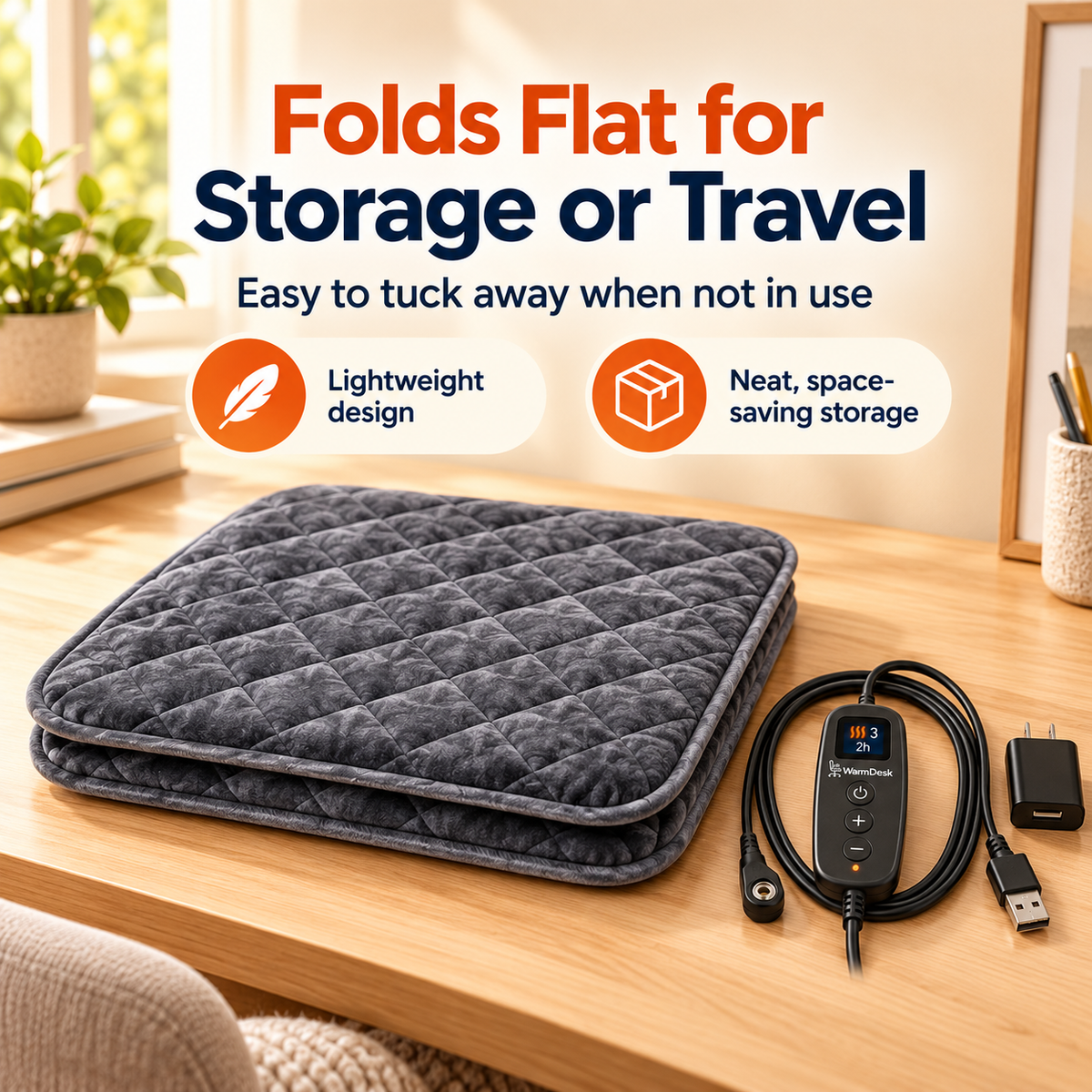 Heated Office Chair Pad – 3 Heat Levels, Digital Display & Auto Shut-Off