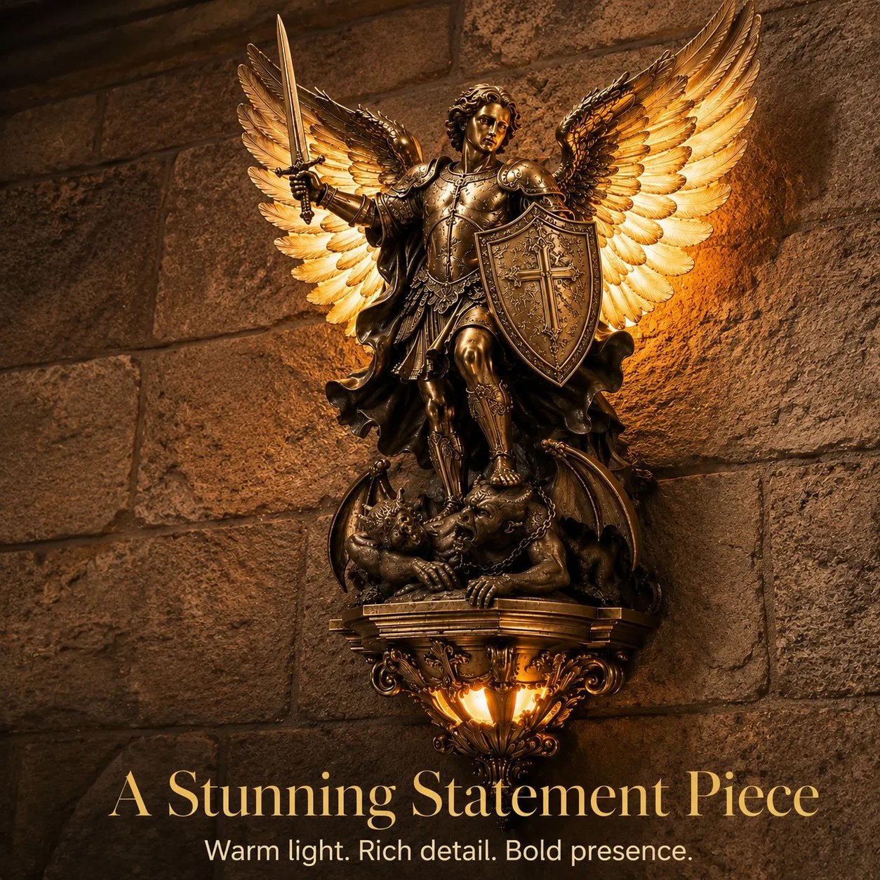 Last Day 50% OFF | ✝️St. Michael Guardian Angel Wall Light✨️ - Meaningful Décor With A Warm Glow