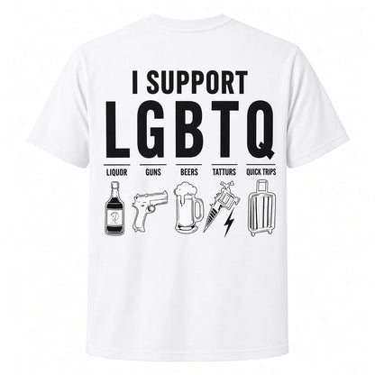 I SUPPORT LGBTQ Funny Graphic T-Shirt – 100% Cotton Crew Neck Casual Tee