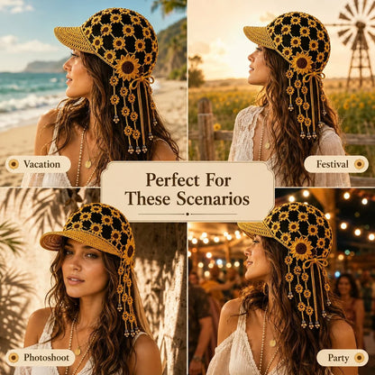 🔥Last Day 49% OFF - ☀ 🌻 Knitted Sunflower Hollow-Out Baseball Cap