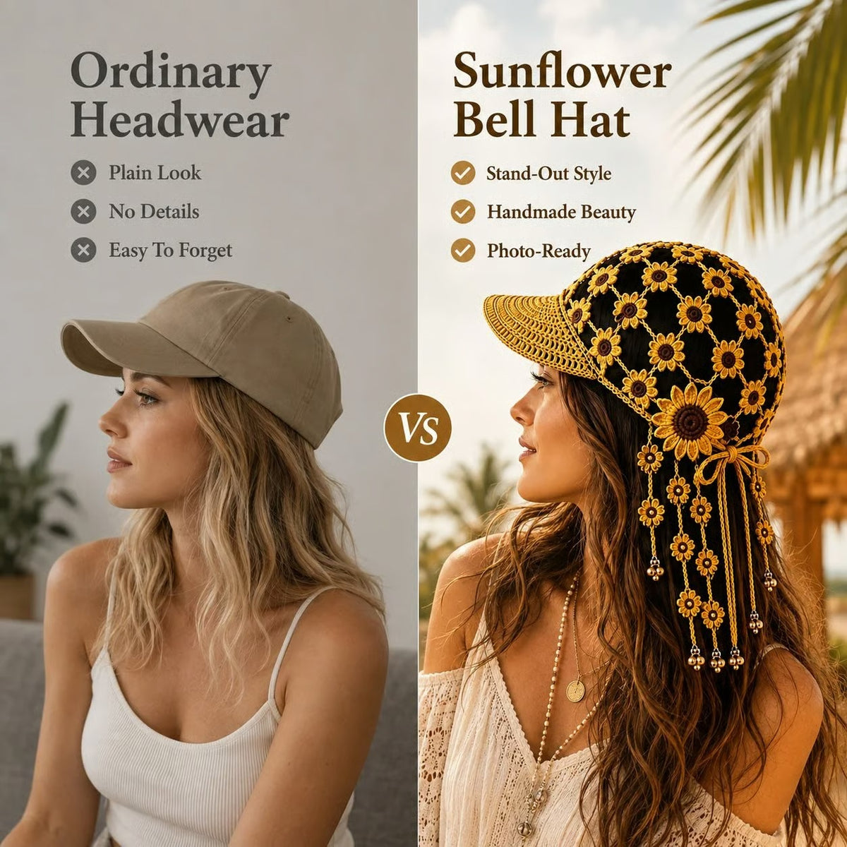 🔥Last Day 49% OFF - ☀ 🌻 Knitted Sunflower Hollow-Out Baseball Cap