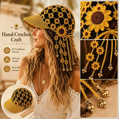 🔥Last Day 49% OFF - ☀ 🌻 Knitted Sunflower Hollow-Out Baseball Cap