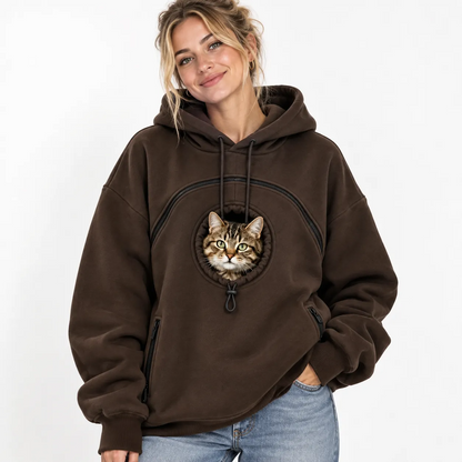 🐾 Cozy Fleece Pet Bonding Pouch Hoodie – Warm & Supportive Small Pet Carrier Clothing