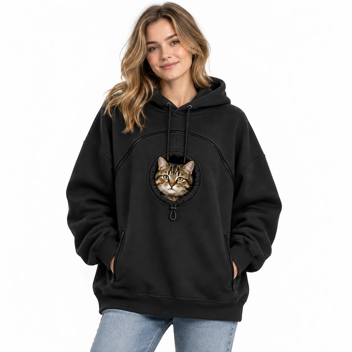 🐾 Cozy Fleece Pet Bonding Pouch Hoodie – Warm & Supportive Small Pet Carrier Clothing