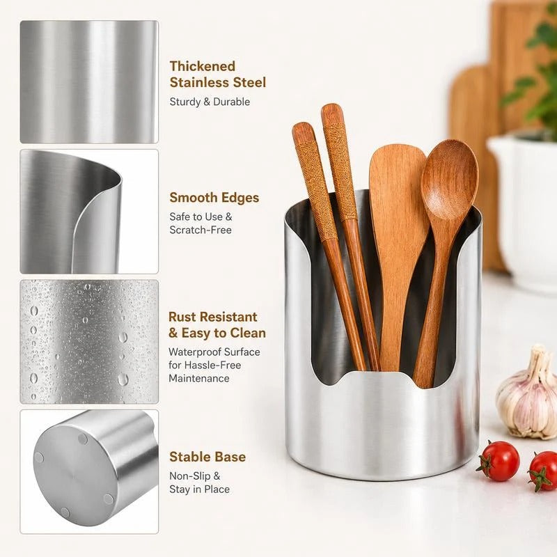 Thickened stainless steel utensil organizer material details