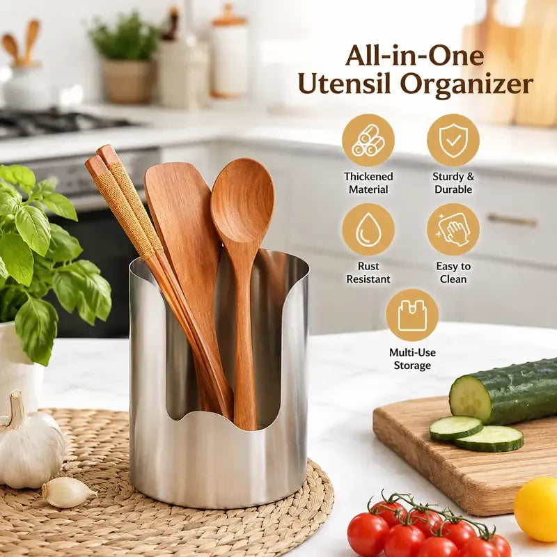 Easy to clean stainless steel utensil organizer