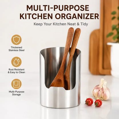 1 Count, Thickened Stainless Steel Utensil Organizer, Rust Resistant Easy to Clean Multi-purpose Storage Holder✨