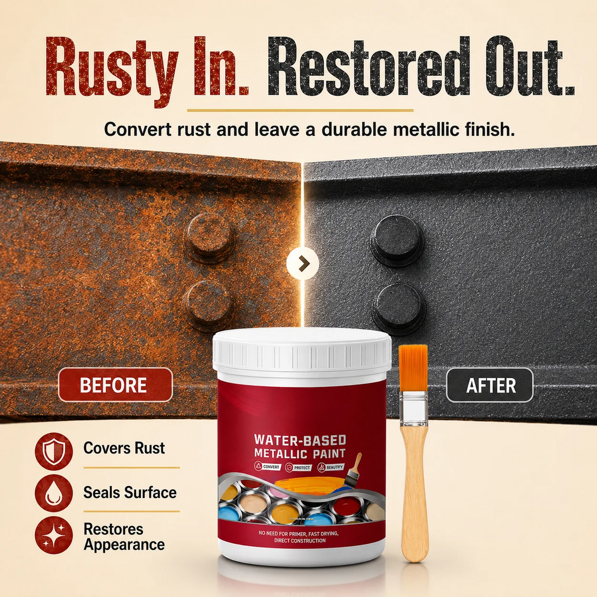 ⌛Time‑Limited Special⏰Rust ConverterMetallic Paint – One coatstops rust, no sanding, no fumes. 🔨🛡️