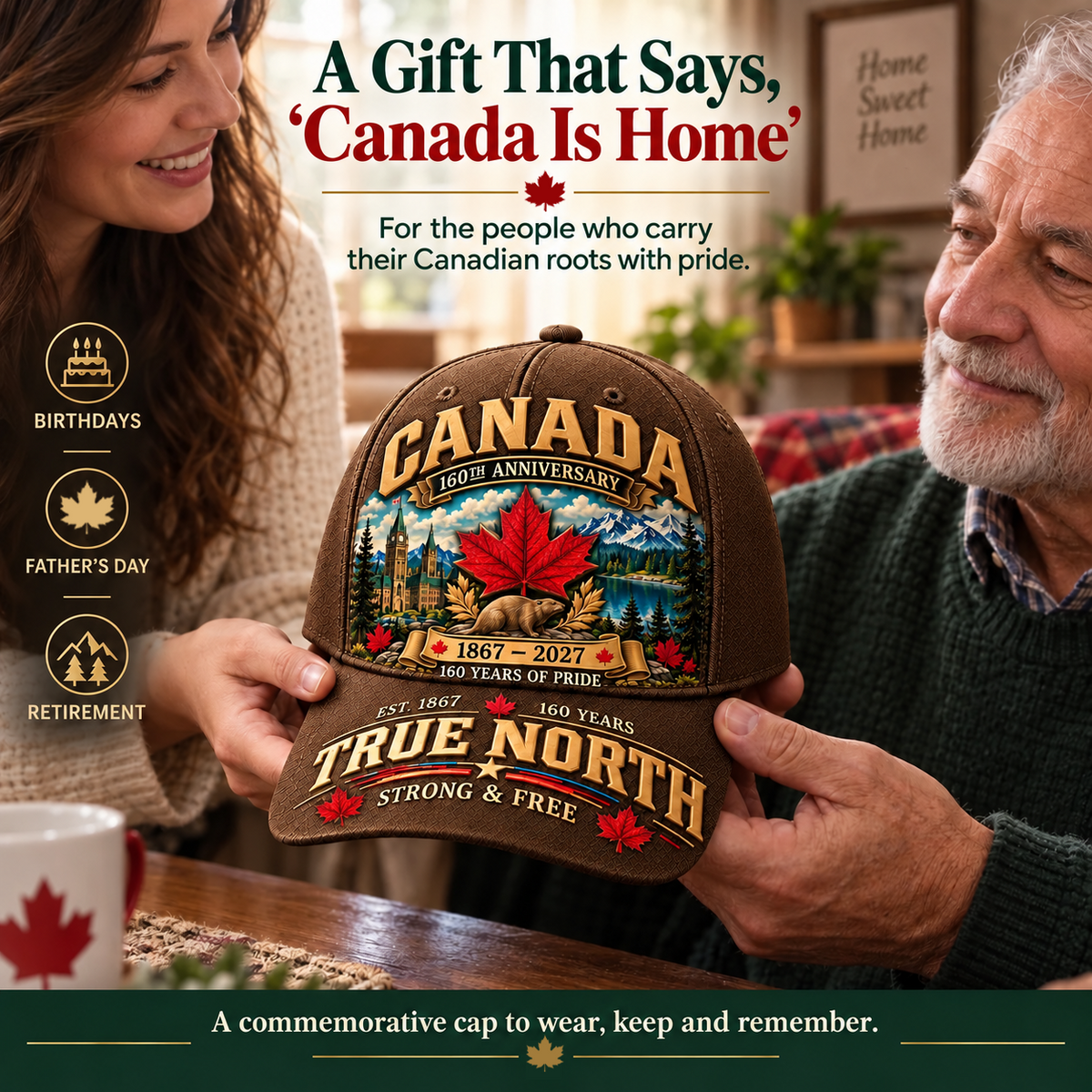 49% OFF -  Canada 160th Anniversary 1867–2027 – Premium Heritage Cap | Cotton-Poly Blend • Detailed Embroidery • Adjustable Fit