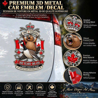 🍁Canada 160th Anniversary “A Mari Usque Ad Mare” Tribute Metal Car Emblem