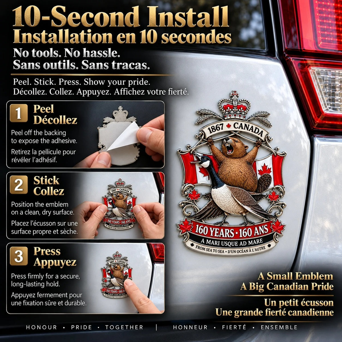 🍁Canada 160th Anniversary “A Mari Usque Ad Mare” Tribute Metal Car Emblem