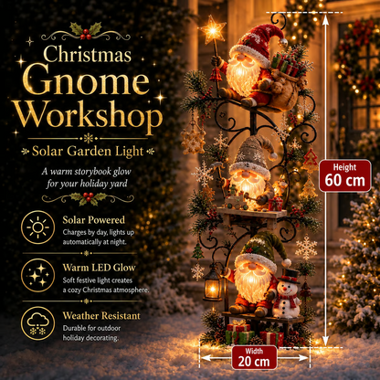 🔥😍🎄✨ Christmas Gnome Workshop Solar Garden Light 🎁🌟