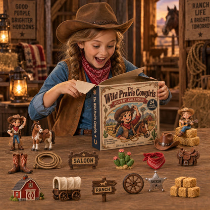 Wild Prairie Cowgirls Advent Calendar 2026 - 24-Day Festive Countdown, Acrylic Charms Blind Box Christmas gifts