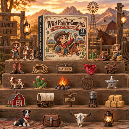 Wild Prairie Cowgirls Advent Calendar 2026 - 24-Day Festive Countdown, Acrylic Charms Blind Box Christmas gifts
