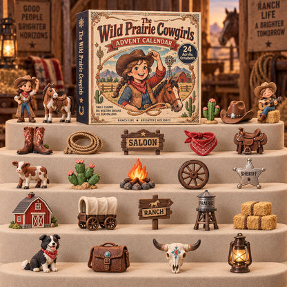 Wild Prairie Cowgirls Advent Calendar 2026 - 24-Day Festive Countdown, Acrylic Charms Blind Box Christmas gifts