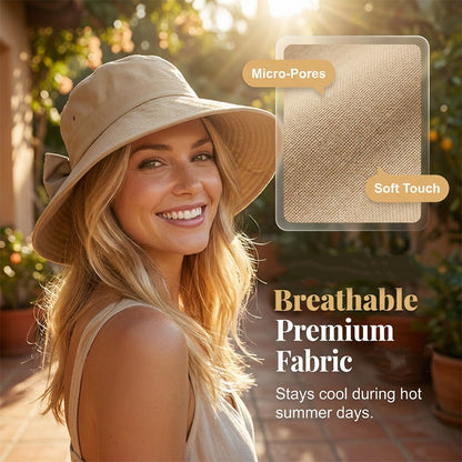 Last Day 49% OFF🔥👒Summer Hot Sale☀️Women's Bowknot Wide Brim Sun Protective Hat
