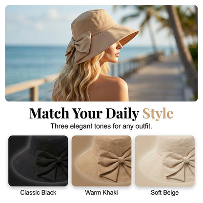 Last Day 49% OFF🔥👒Summer Hot Sale☀️Women's Bowknot Wide Brim Sun Protective Hat