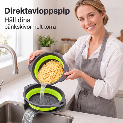 🥗 3-Piece Collapsible Colander Set with Draining Base – Space-Saving Kitchen Strainers for Fruits, Pasta & Vegetables