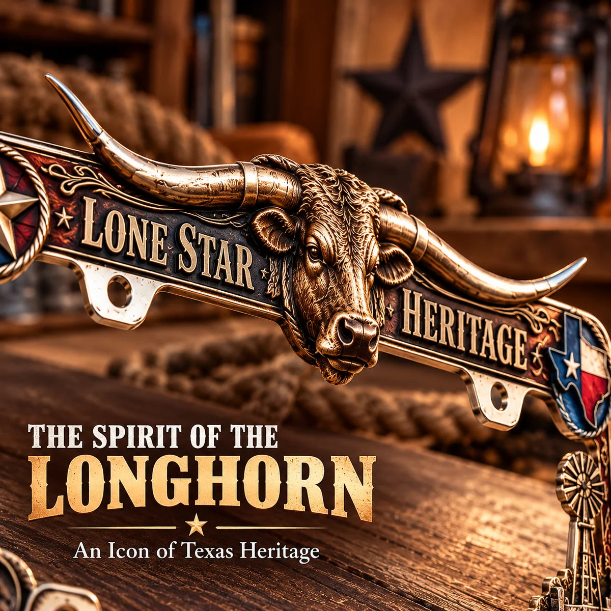 🐂 Texas Longhorn Western Metal License Plate Frame – Vintage Cowboy & Lone Star Ranch Gift 🤠